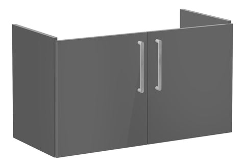 VitrA Root Flat 100cm 2 Door Washbasin Unit - Anthracite High Gloss