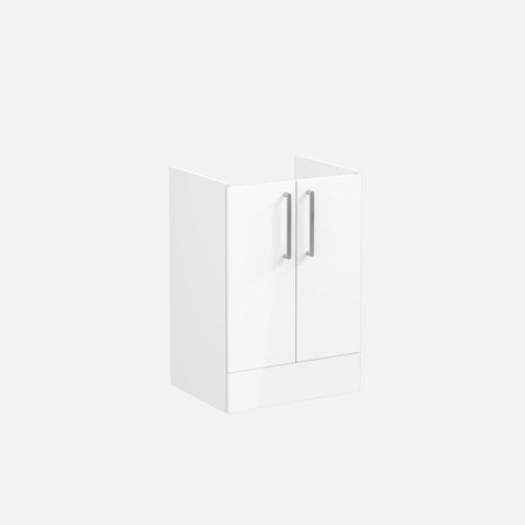 VitrA Root Flat 60cm 2 Door Floor Standing Washbasin Unit - High Gloss White