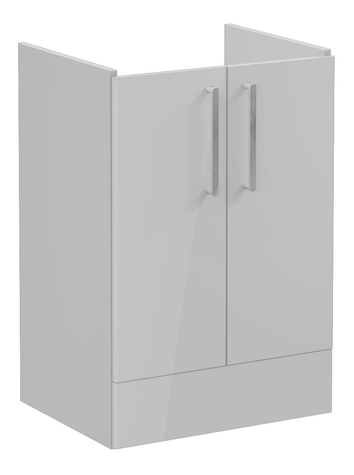 VitrA Root Flat 60cm 2 Door Floor Standing Washbasin Unit - Shiny Pearl Grey