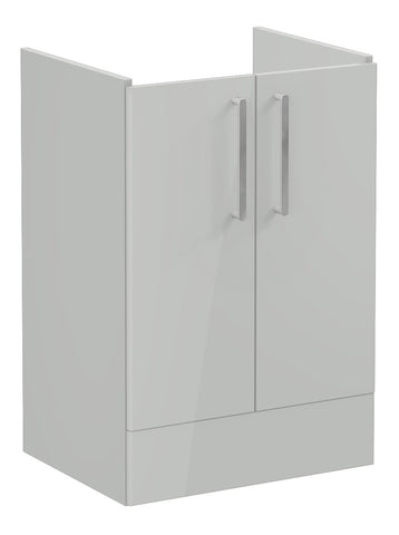 VitrA Root Flat 60cm 2 Door Floor Standing Washbasin Unit - Shiny Pearl Grey