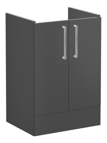 VitrA Root Flat 60cm 2 Door Floor Standing Washbasin Unit - Matt Storm Grey