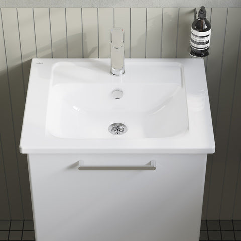 VitrA Root Flat 60cm 1 Drawer Washbasin Unit - High Gloss White
