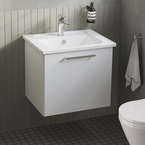 VitrA Root Flat 60cm 1 Drawer Washbasin Unit - High Gloss White