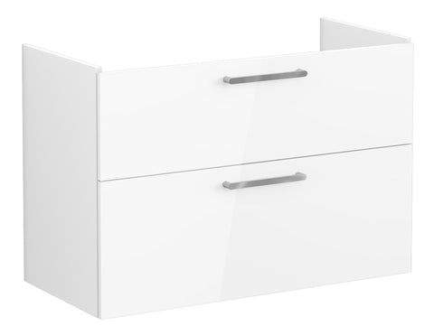 VitrA Root Flat 100cm 2 Drawer Washbasin Unit - High Gloss White