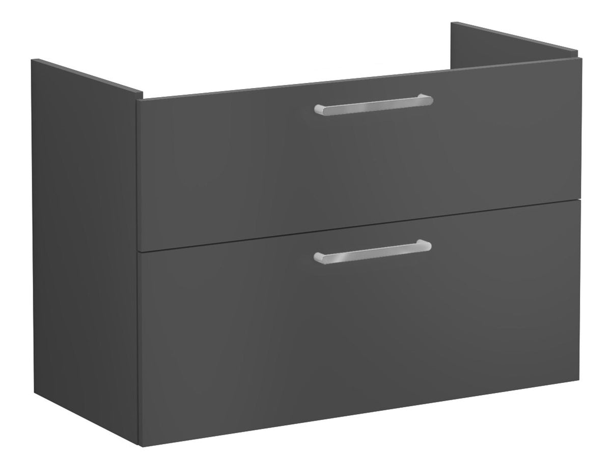 VitrA Root Flat 100cm 2 Drawer Washbasin Unit - Matt Storm Grey
