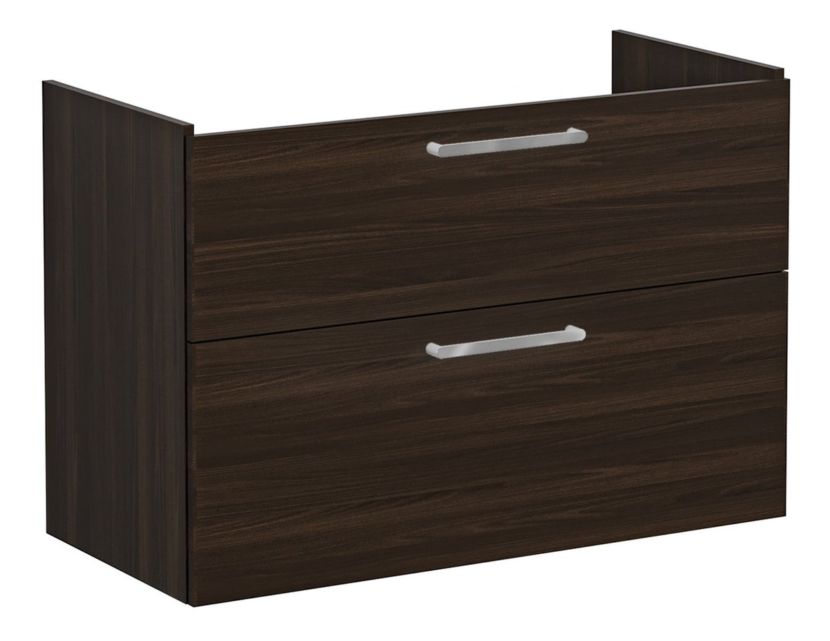 VitrA Root Flat 100cm 2 Drawer Washbasin Unit - Walnut