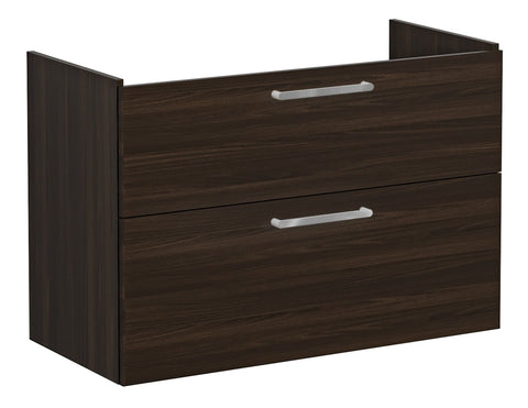 VitrA Root Flat 100cm 2 Drawer Washbasin Unit - Walnut