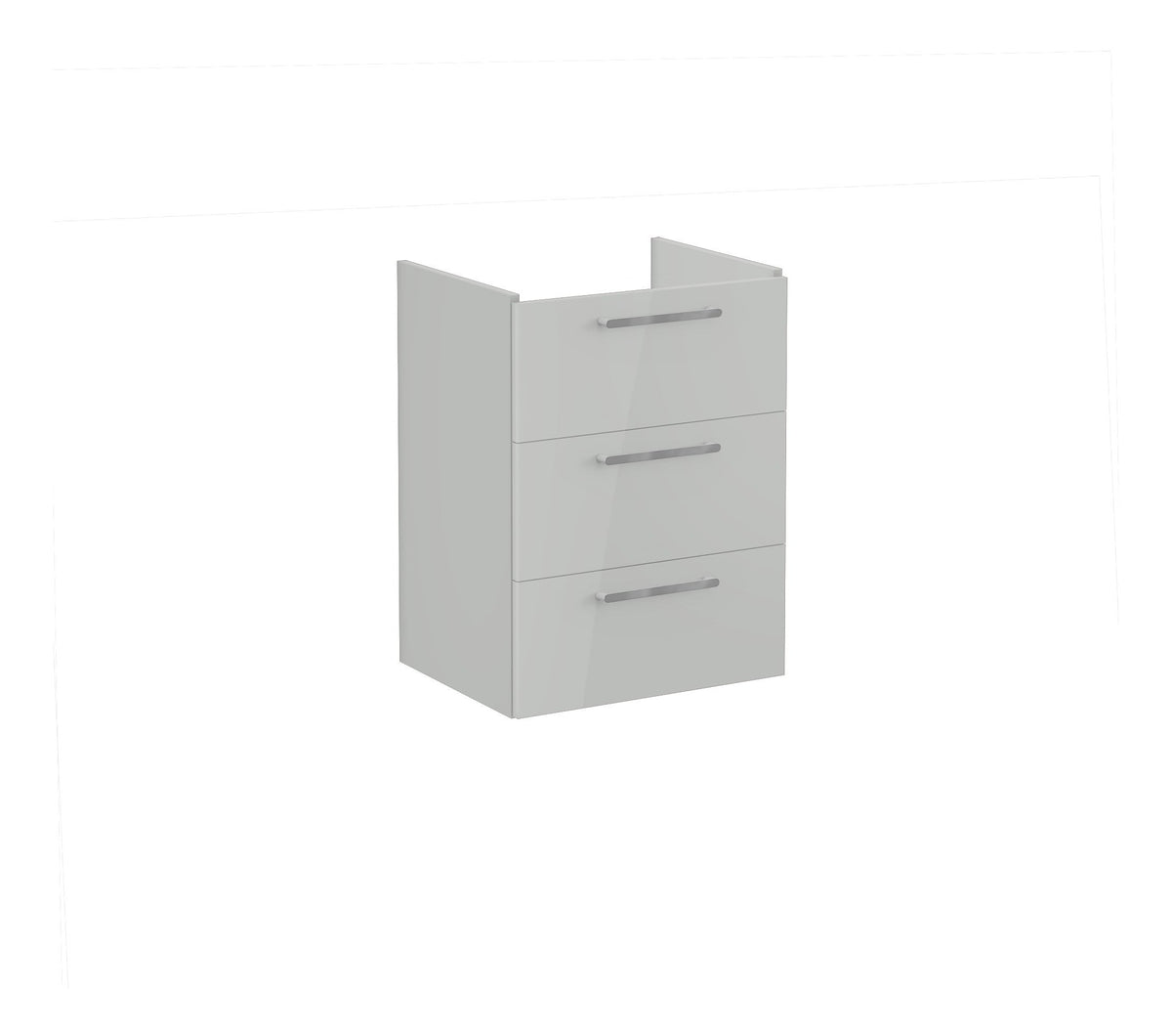 VitrA Root Flat 60cm 3 Drawer Washbasin Unit - Shiny Pearl Grey