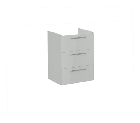VitrA Root Flat 60cm 3 Drawer Washbasin Unit - Shiny Pearl Grey