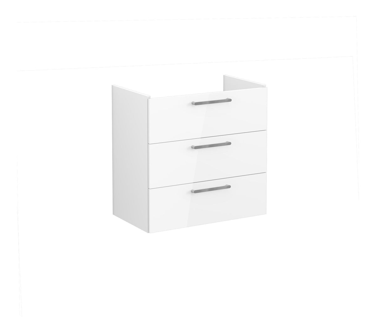 VitrA Root Flat 80cm 3 Drawer Washbasin Unit - High Gloss White