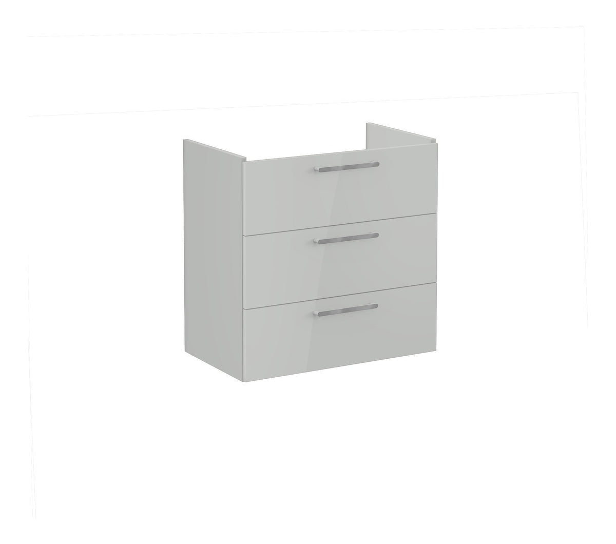 VitrA Root Flat 80cm 3 Drawer Washbasin Unit - Shiny Pearl Grey