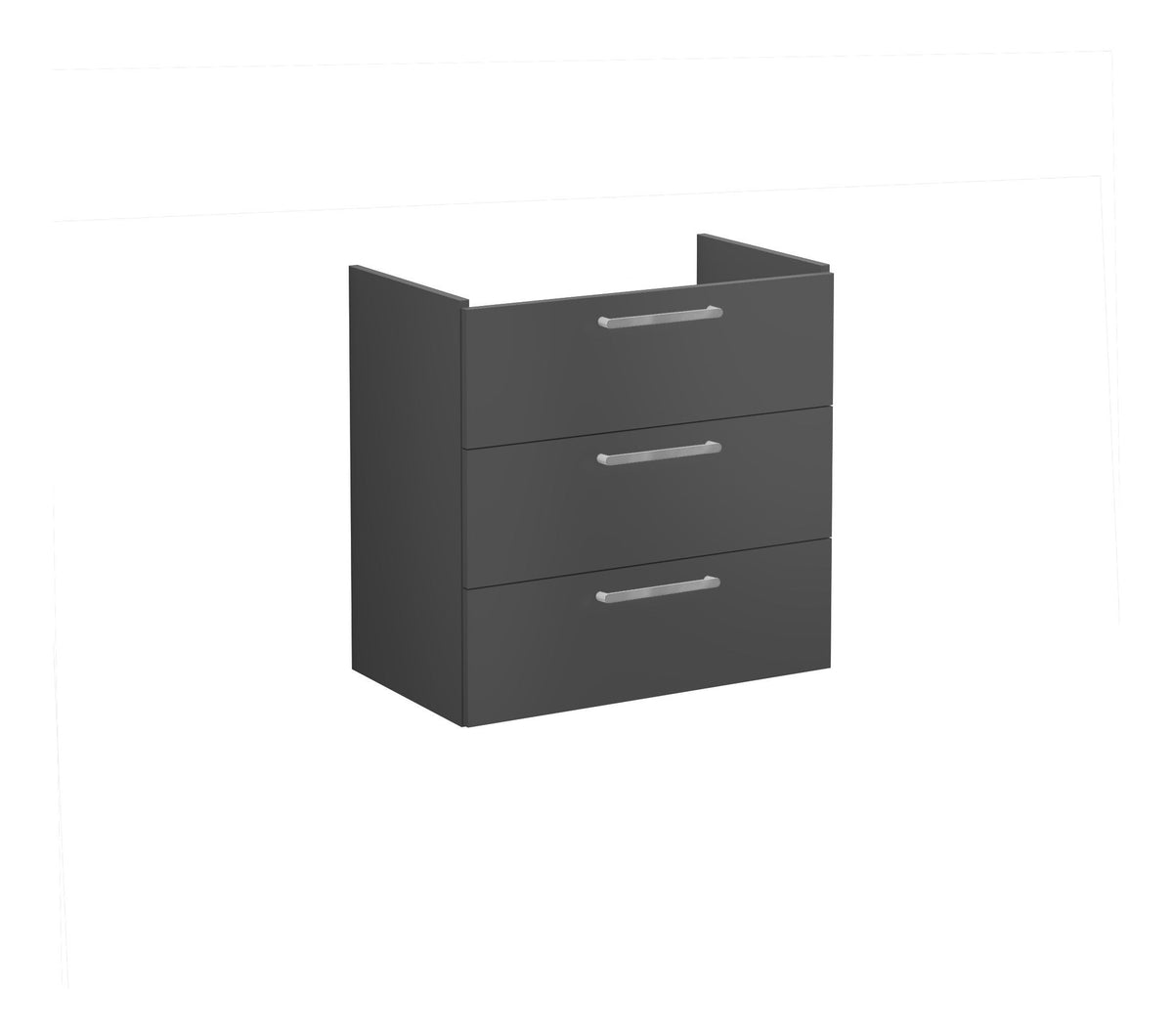 VitrA Root Flat 80cm 3 Drawer Washbasin Unit - Matt Storm Grey