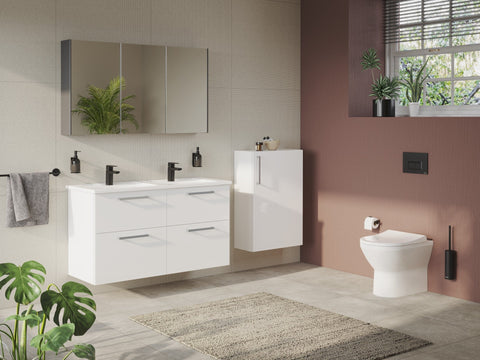 VitrA Root Flat 120cm 4 Drawer Washbasin Unit - High Gloss White