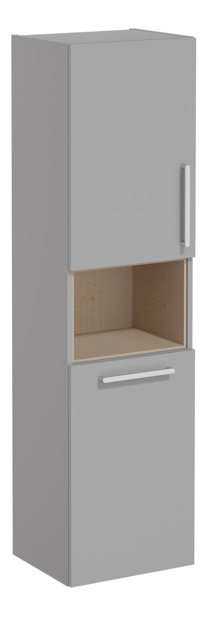 VitrA Root Flat 40cm 2 Door Semi-Tall Unit w/Laundry Basket (LH Hinge) - Matt Rock Grey