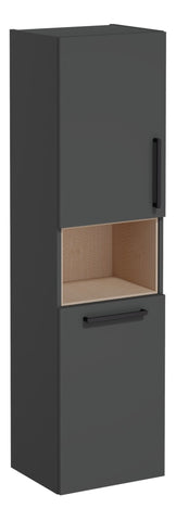VitrA Root Flat 40cm 2 Door Semi-Tall Unit w/Laundry Basket (LH Hinge) - Matt Storm Grey