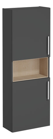 VitrA Root Flat 55cm 2 Door Semi-Tall Unit (LH Hinge) - Matt Storm Grey