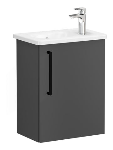 VitrA Zentrum Compact 45cm 1 Door W/H Washbasin Unit (RH Hinge) - Matt Storm Grey