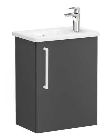 VitrA Zentrum Compact 45cm 1 Door W/H Washbasin Unit (RH Hinge) - Matt Storm Grey