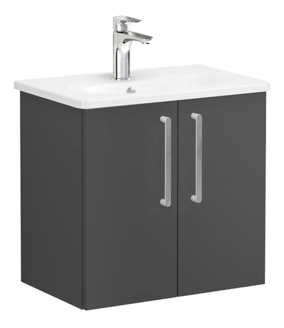 VitrA Zentrum Compact 60cm 2 Door W/H Washbasin Unit - Matt Storm Grey