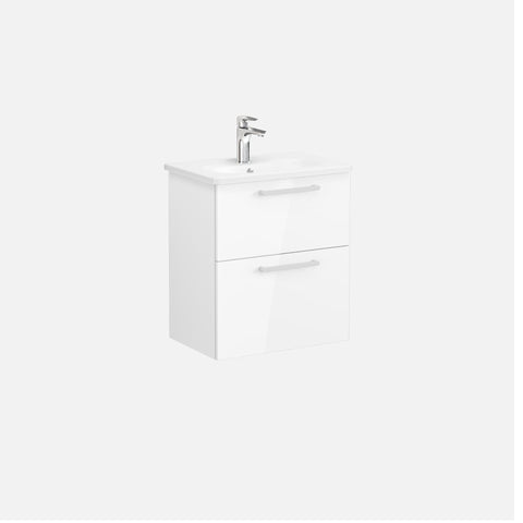 VitrA Zentrum Compact 60cm 2 Drawer W/H Washbasin Unit - High Gloss White