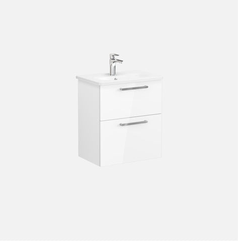 VitrA Zentrum Compact 60cm 2 Drawer W/H Washbasin Unit - High Gloss White