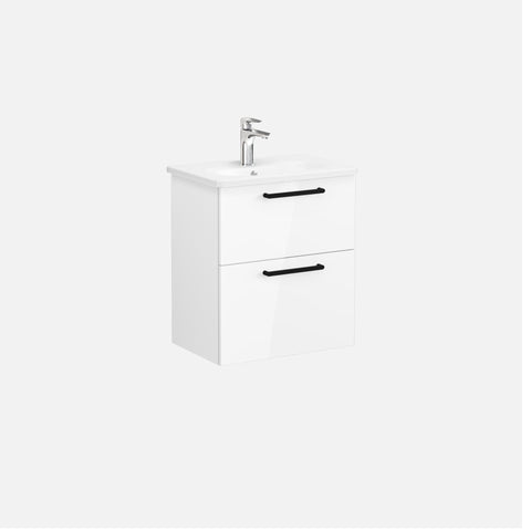 VitrA Zentrum Compact 60cm 2 Drawer W/H Washbasin Unit - High Gloss White