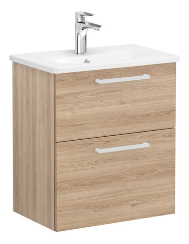 VitrA Zentrum Compact 60cm 2 Drawer W/H Washbasin Unit - Natural Oak