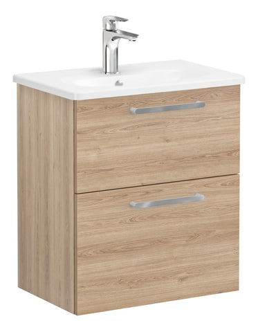 VitrA Zentrum Compact 60cm 2 Drawer W/H Washbasin Unit - Natural Oak