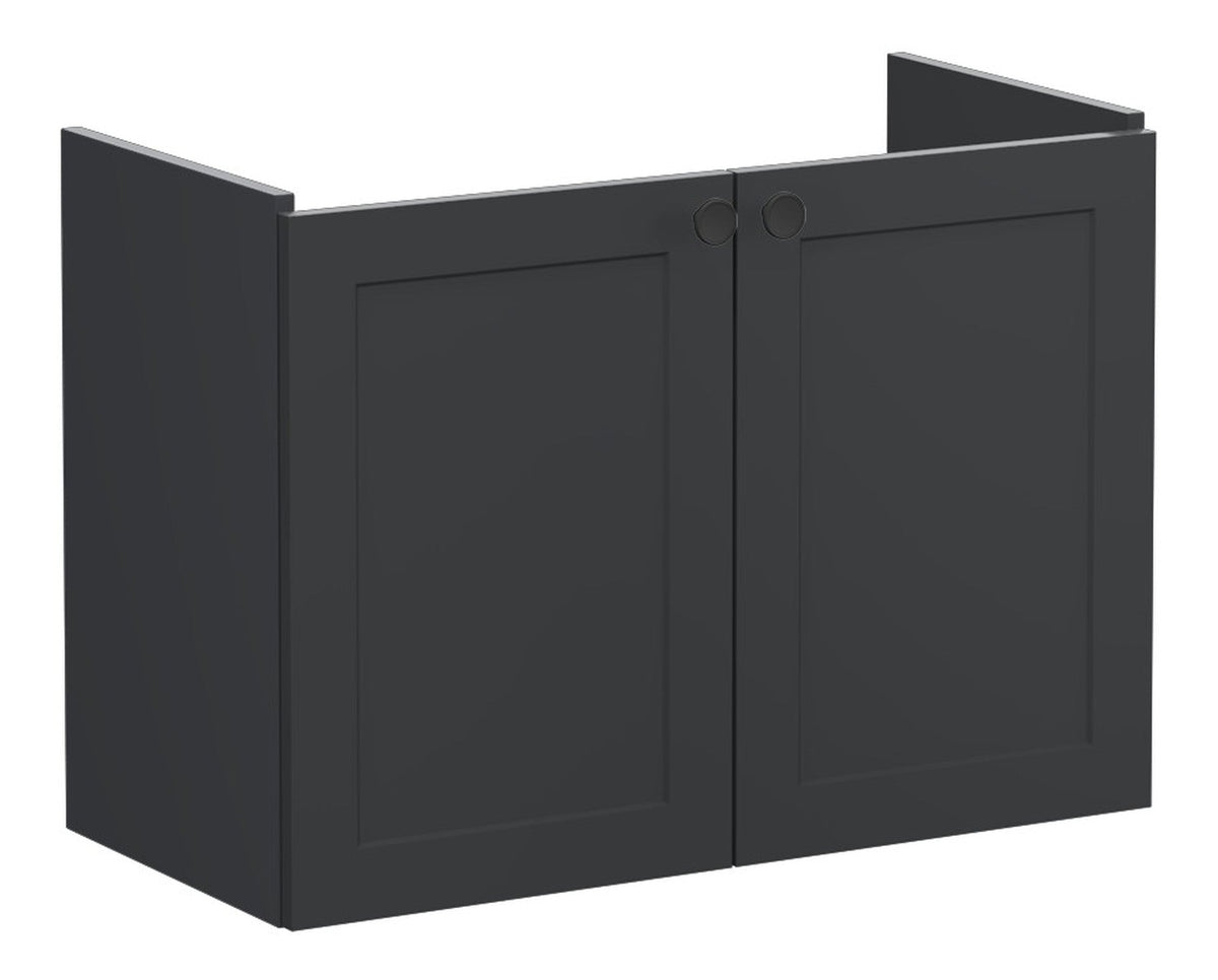 VitrA Root Classic 80cm 2 Door Wall Hung Slim Washbasin Unit - Matt Graphite