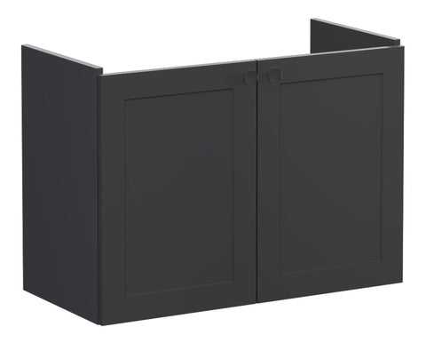 VitrA Root Classic 80cm 2 Door Wall Hung Slim Washbasin Unit - Matt Graphite