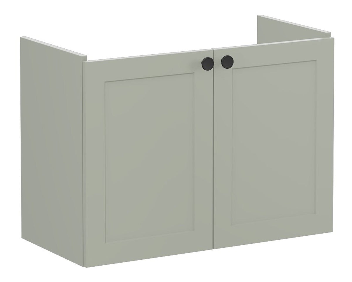 VitrA Root Classic 80cm 2 Door Wall Hung Slim Washbasin Unit - Matt Retro Green