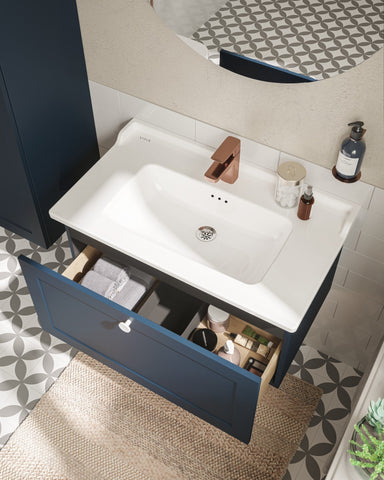 VitrA Root Classic 80cm 1 Drawer Washbasin Unit - Matt Dark Blue