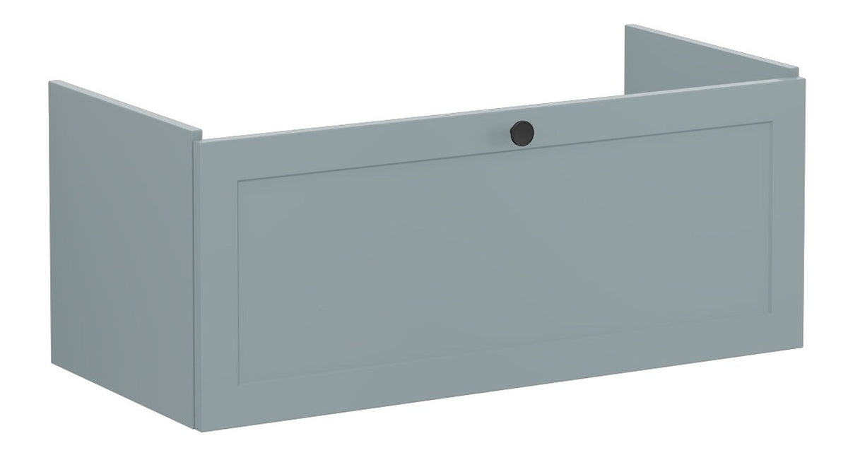 VitrA Root Classic 100cm 1 Drawer Slim Washbasin Unit - Matt Fjord Green