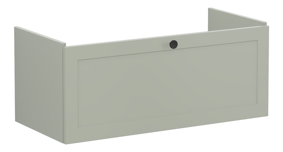 VitrA Root Classic 100cm 1 Drawer Slim Washbasin Unit - Matt Retro Green