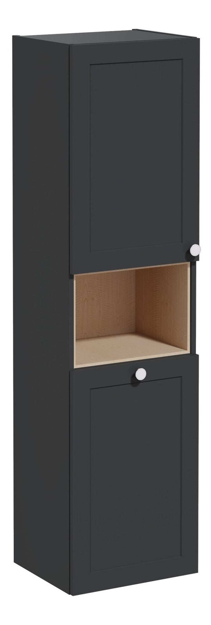 VitrA Root Classic 40cm 2 Door Semi-Tall Unit w/Laundry Basket (LH Hinge) - Matt Graphite