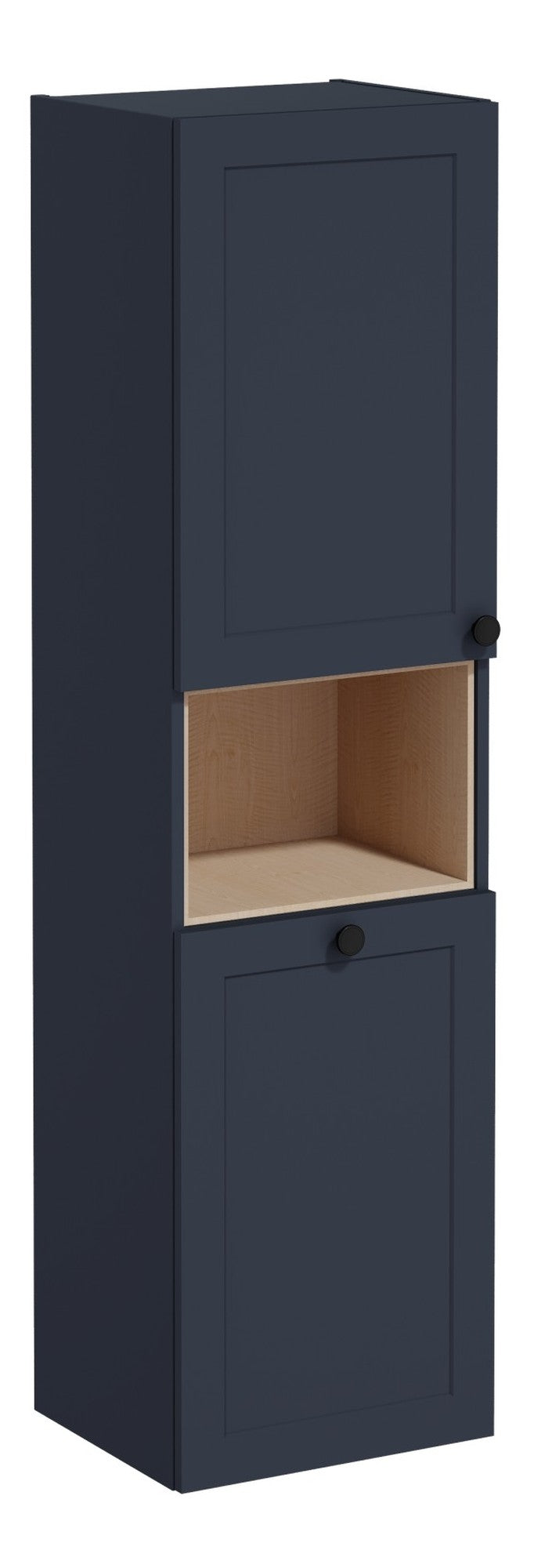 VitrA Root Classic 40cm 2 Door Semi-Tall Unit w/Laundry Basket (LH Hinge) - Matt Dark Blue