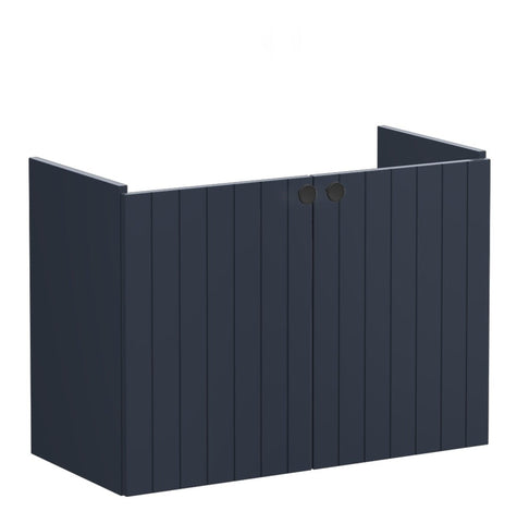 VitrA Root Groove 80cm 2 Door Wall Hung Slim Washbasin Unit - Matt Dark Blue