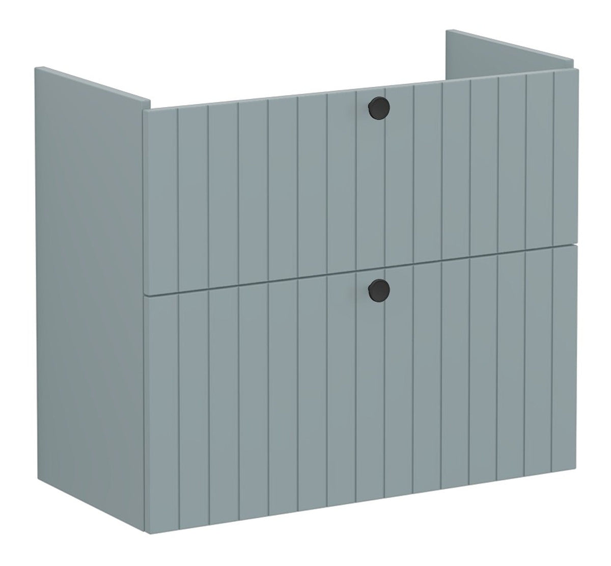 VitrA Root Groove 80cm 2 Drawer Slim Washbasin Unit - Matt Fjord Green