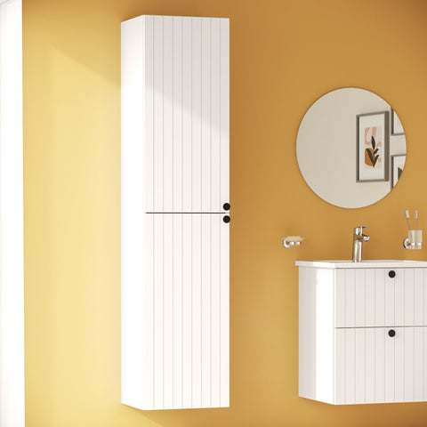 VitrA Root Groove 40cm 2 Door Tall Unit (LH Hinge) - Matt White