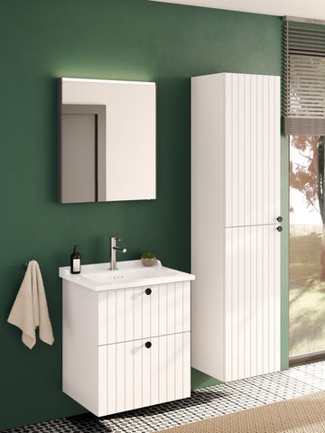 VitrA Root Groove 40cm 2 Door Tall Unit (LH Hinge) - Matt White