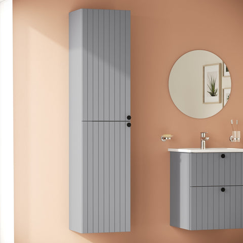VitrA Root Groove 40cm 2 Door Tall Unit (LH Hinge) - Matt Grey