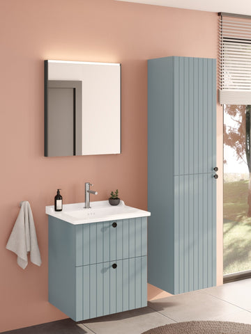 VitrA Root Groove 40cm 2 Door Tall Unit (LH Hinge) - Matt Fjord Green