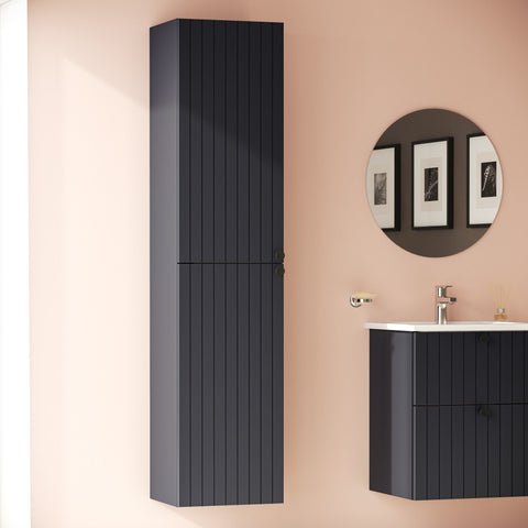 VitrA Root Groove 40cm 2 Door Tall Unit (LH Hinge) - Matt Graphite