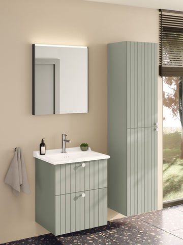 VitrA Root Groove 40cm 2 Door Tall Unit (LH Hinge) - Matt Retro Green