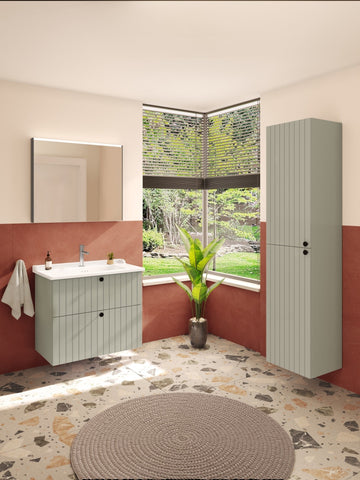 VitrA Root Groove 40cm 2 Door Tall Unit (LH Hinge) - Matt Retro Green