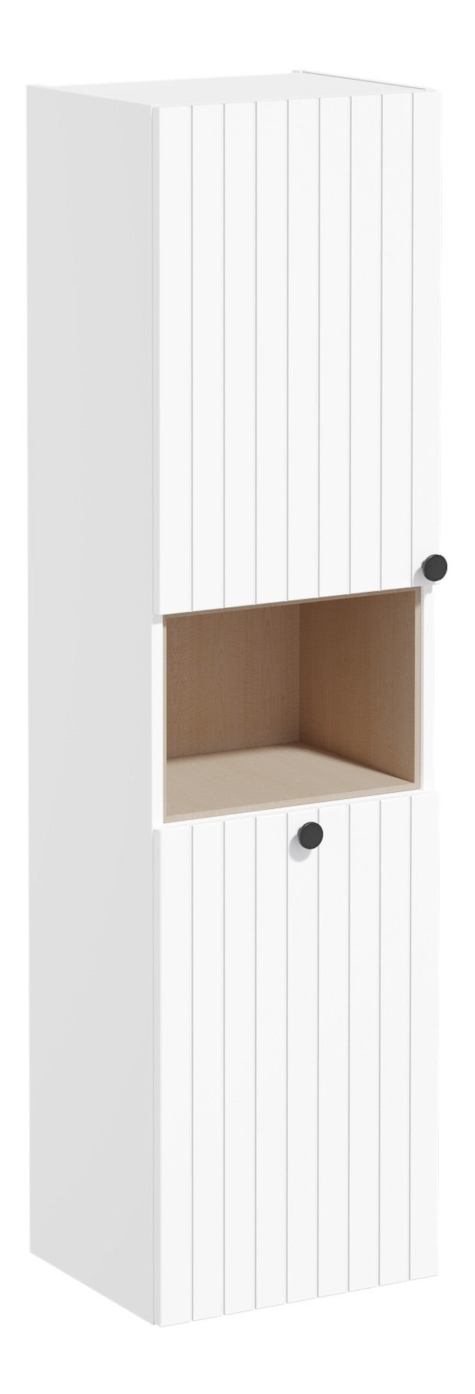 VitrA Root Groove 40cm 2 Door Semi-Tall Unit w/Laundry Basket (LH Hinge) - Matt White