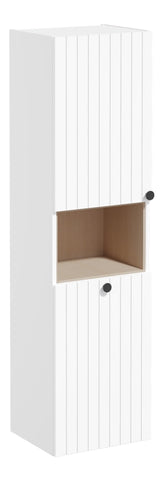 VitrA Root Groove 40cm 2 Door Semi-Tall Unit w/Laundry Basket (LH Hinge) - Matt White