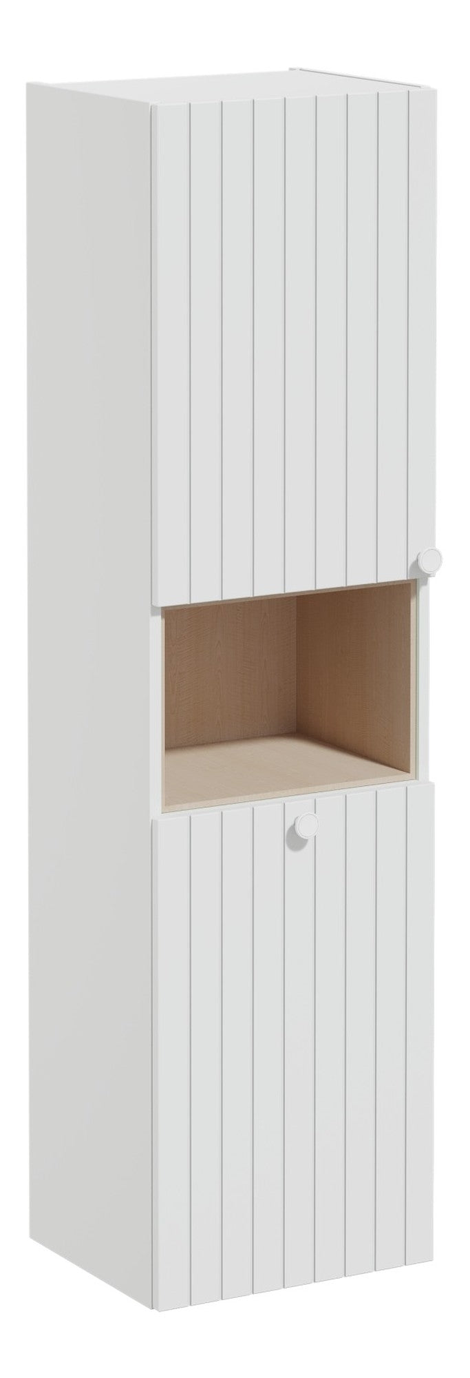 VitrA Root Groove 40cm 2 Door Semi-Tall Unit w/Laundry Basket (LH Hinge) - Matt Light Grey