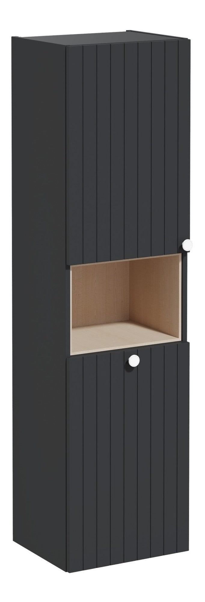 VitrA Root Groove 40cm 2 Door Semi-Tall Unit w/Laundry Basket (LH Hinge) - Matt Graphite