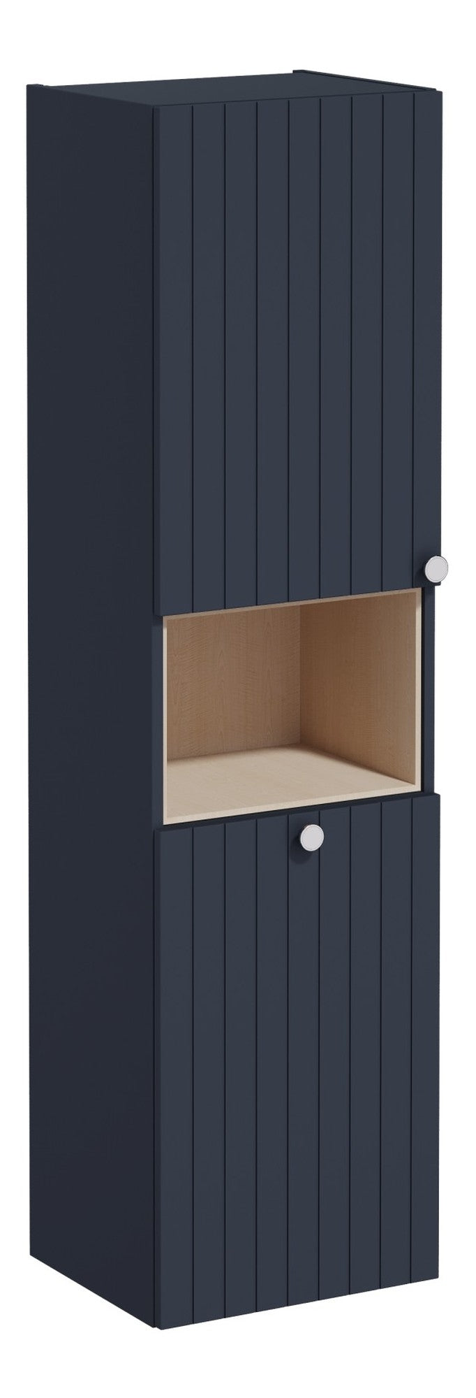 VitrA Root Groove 40cm 2 Door Semi-Tall Unit w/Laundry Basket (LH Hinge) - Matt Dark Blue